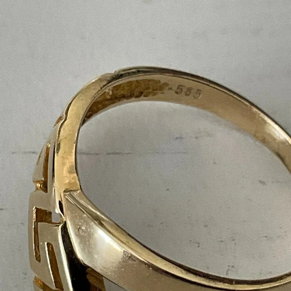 14k solid gold Greek style ring very unique